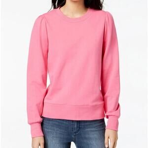 Maison Jules Pink Cotton Blend Blouson Long Sleeve Sweatshirt • Size S